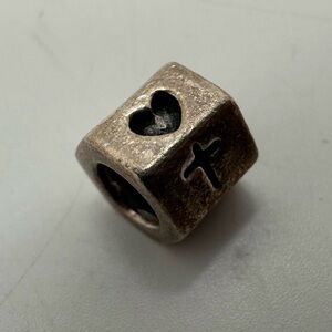 Sterling 925 silver etched cross and heart charm